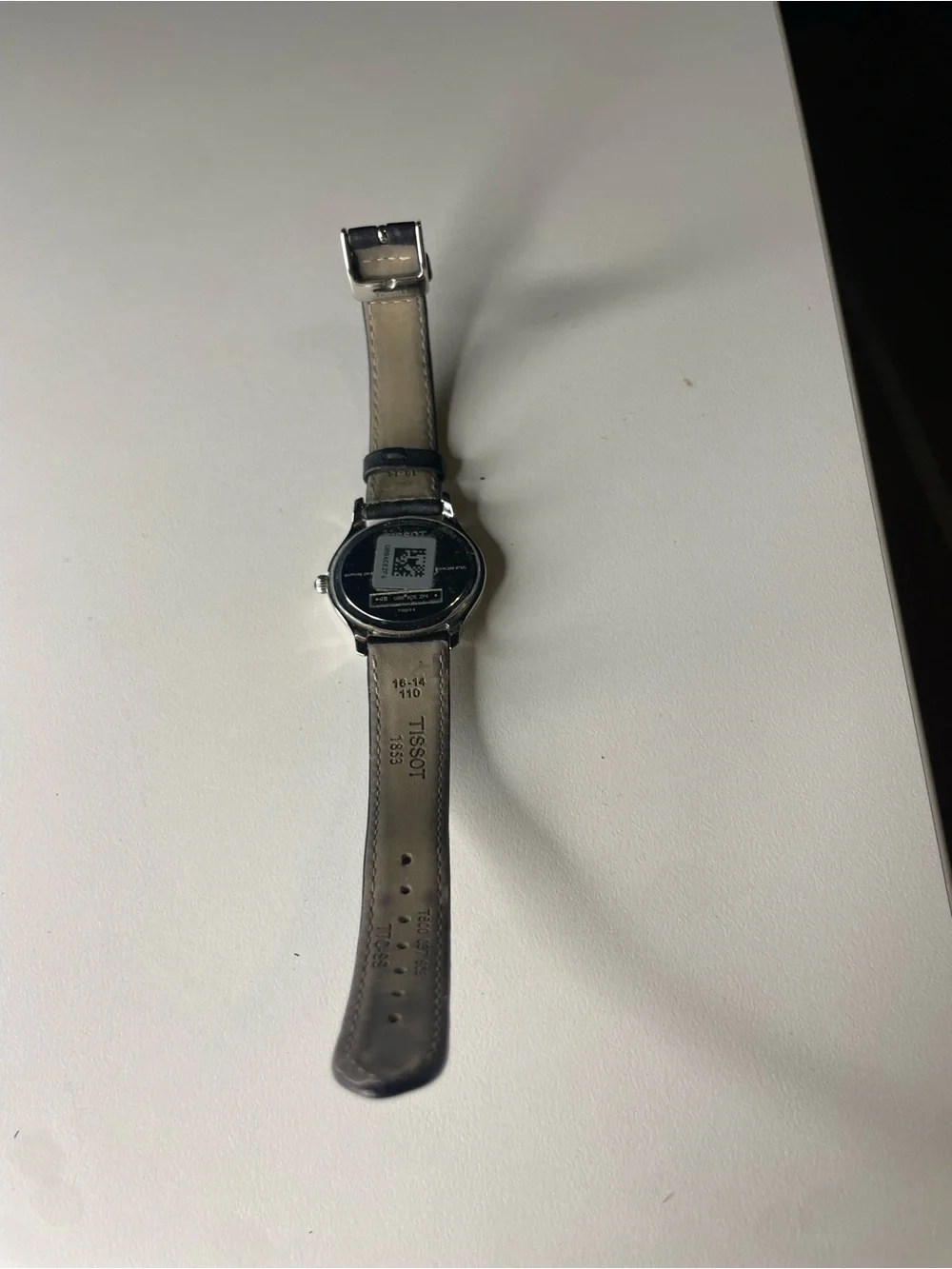 Tissot Bella Ora Ladies Black Leather Strap Silver Case White Dial Watch